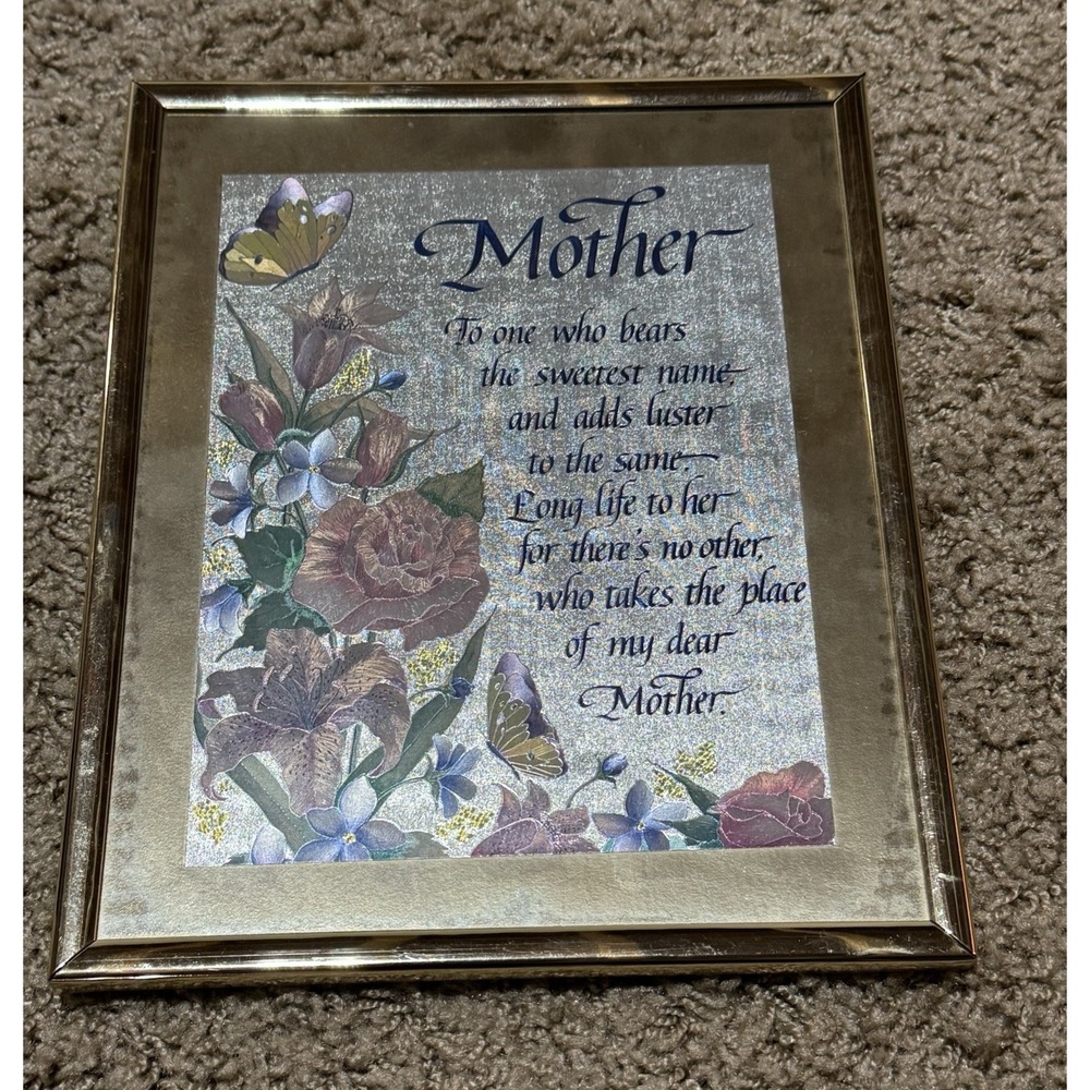 Mother's Day Gift Mom Vintage Floral Print Butterfly In Frame